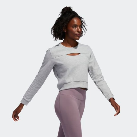 NEW Adidas 3-Stripes Performance Sweatshirt SZ XS Split Cut Front Gray - Picture 5 of 6